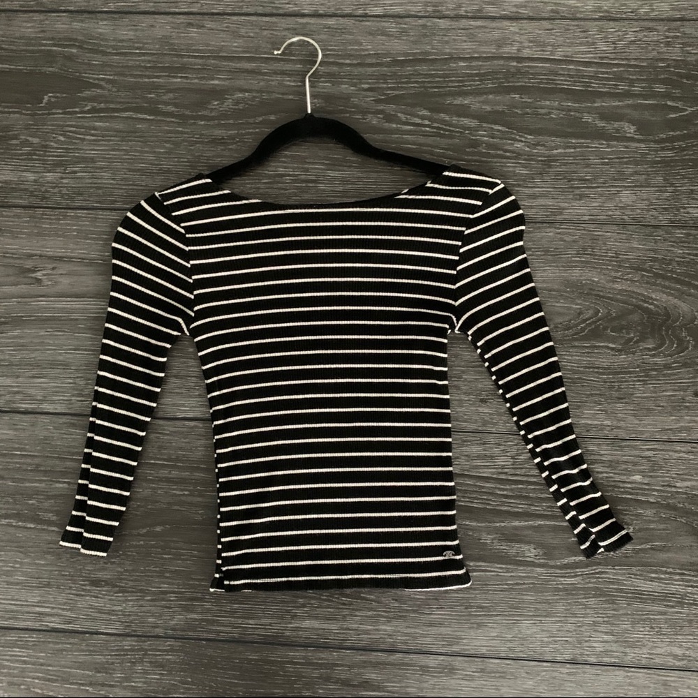 American eagle soft stripped long sleeve cropped